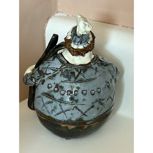 Sara Meadows Balloon People Pottery Art Skier Skis Winter Figure 5" Tall - Picture 2 of 5